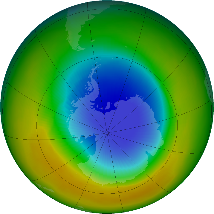 Antarctic ozone map for October 1984